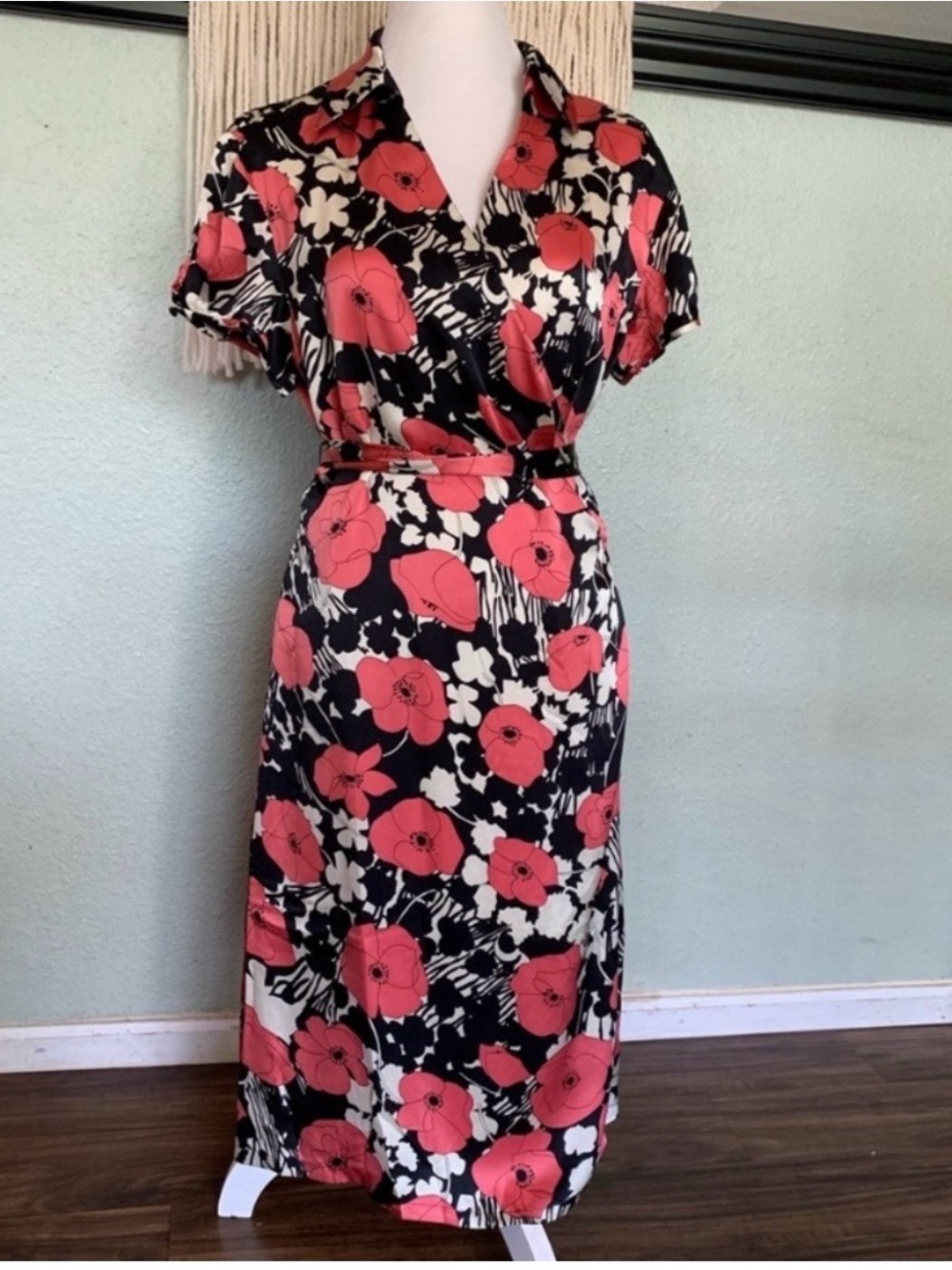 Sara Campbell silk floral wrap dress size 12
